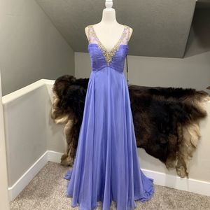Stunning Crystal Beads & Rhinestones Tencel Chiffon Evening Dress
